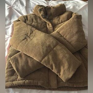 Tan Corduroy Puffer Jacket